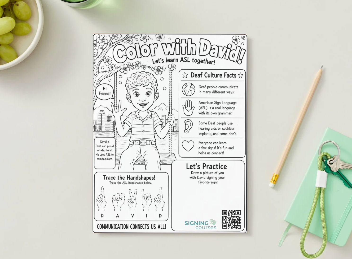 Color with David! – Free Printable ASL Coloring Page