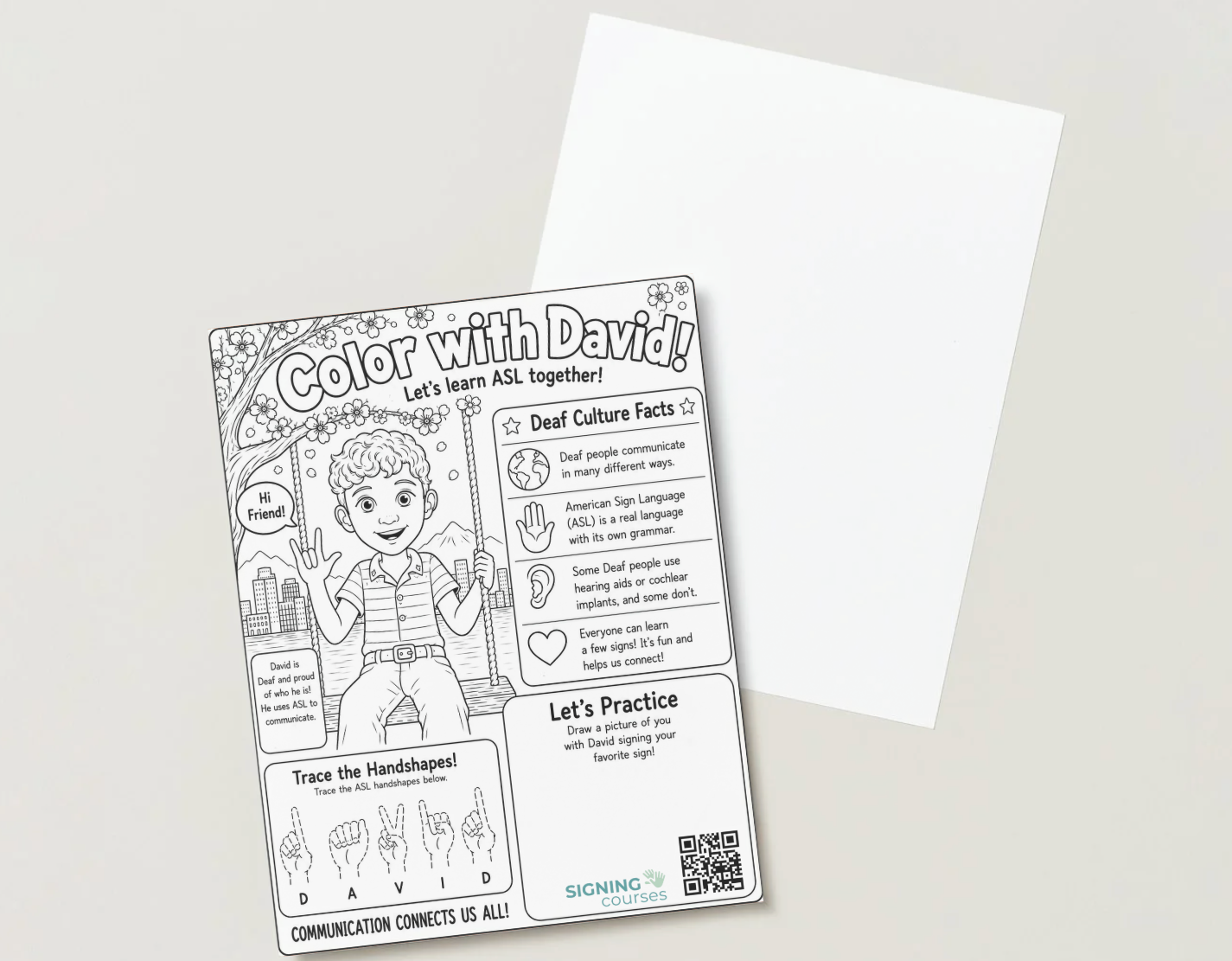Color with David! – Free Printable ASL Coloring Page